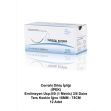 Atel-San Cerrahi Dikiş İpliği (İPEK) Emilmeyen Usp:5/0 (1 Metric) 3/8 Daire - Ters Keskin İğne 18MM - 75CM 12 Adet