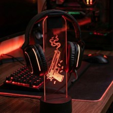 Rgb LED Işıklı Fps Oyuncu Deagle Silah Desenli Masaüstü Kulaklık Standı Tutucu