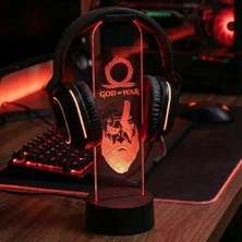 God Of War Kratos Tasarımlı Dekoratif LED Işıklı Kulaklık Standı - Gamer Masa Aksesuarı - Kulaklık Askısı