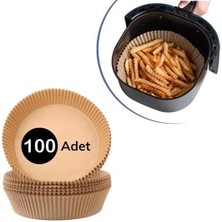 Epilons 100 Adet Air Fryer Pişirme Kağıdı Tek Kullanımlık Yağlı Kağıdı Yuvarlak Tabak Model