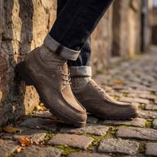 Çiğdem Kundura Galler 5919 - Hakiki Süet Deri Bağcıklı Erkek Casual Loafer Ayakkabı - Vizon - 42