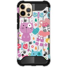 Egstech Apple iPhone 12 Pro Max Kılıf Desenli Antishock Crash Kapak - Pembe Kedi