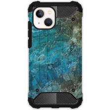 Egstech Apple iPhone 13 Kılıf Army Tank Full Koruma Antishock - Mavi Mermer