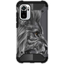 Egstech Xiaomi Redmi Note 10 - 10S Kılıf Army Tank Full Koruma Antishock - Kara Aslan