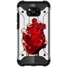Egstech Xiaomi Poco X3 Pro - X3 Nfc Kılıf Desenli Antishock Crash Kapak - Kanlı Kalp