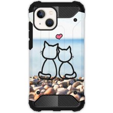 Egstech Apple iPhone 13 Kılıf Army Tank Full Koruma Antishock - Kedilerin Aşkı