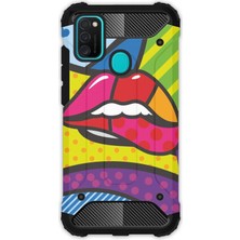 Egstech Samsung Galaxy M21 / M30S Kılıf Army Tank Full Koruma Antishock - Dudak Grafik