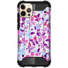 Egstech Apple iPhone 12 Pro Max Kılıf Desenli Antishock Crash Kapak - Mor Kelebek