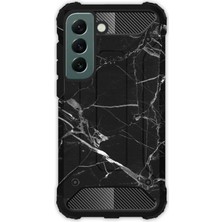 Egstech Samsung Galaxy S21 Fe Kılıf Army Tank Full Koruma Antishock - Mermer Siyah