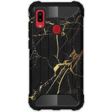 Egstech Samsung Galaxy A20 - A30 Kılıf Army Tank Full Koruma Antishock - Sarı Siyah Mermer