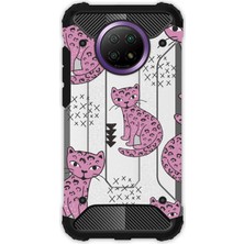 Egstech Xiaomi Redmi Note 9 5g Kılıf Desenli Antishock Crash Kapak - Pembe Kedi