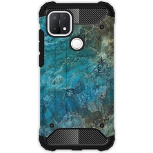 Egstech Oppo A15 - Oppo A15S Kılıf Army Tank Full Koruma Antishock - Mavi Mermer