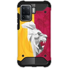 Egstech Oppo Reno 5 Lite Kılıf Army Tank Full Koruma Antishock - Sarı Kırmızı Şampiyon