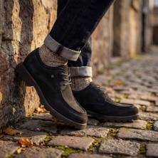 Çiğdem Kundura Galler 5919 - Hakiki Süet Deri Bağcıklı Erkek Casual Loafer Ayakkabı - Siyah - 43