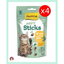 Gimcat Mini Sticks Tavuklu & Kediotlu Kedi Ödül Maması – Tahılsız, Taurinli 50 Gr(4 Adet)
