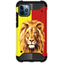 Egstech Apple iPhone 11 Pro Kılıf Army Tank Full Koruma Antishock - Sarı Kırmızı Parçalı Aslan