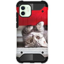 Egstech Apple iPhone 12 / 12 Pro Kılıf Army Tank Full Koruma Antishock - Saklambaç Kedi