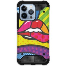 Egstech Apple iPhone 13 Pro Kılıf Army Tank Full Koruma Antishock - Dudak Grafik