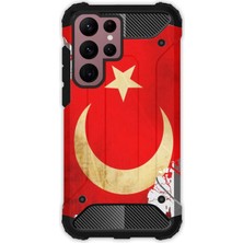 Egstech Samsung Galaxy S22 Ultra Kılıf Army Tank Full Koruma Antishock - Türk Bayrağı