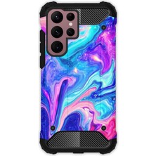Egstech Samsung Galaxy S22 Ultra Kılıf Army Tank Full Koruma Antishock - Mavi Pembe Ilizyon