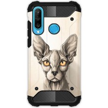 Egstech Huawei P30 Lite Kılıf Army Tank Full Koruma Antishock - Sfenks Kedi