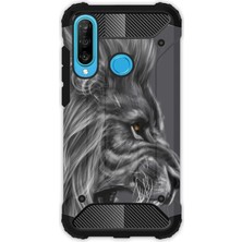 Egstech Huawei P30 Lite Kılıf Army Tank Full Koruma Antishock - Kara Aslan
