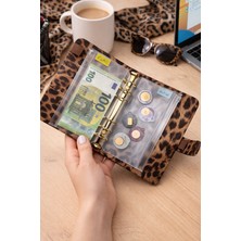 Mint Design Birikim Ajandası - Bütçe Planlayıcı Cüzdan - Gri Leopar - Altın Mekanizmalı