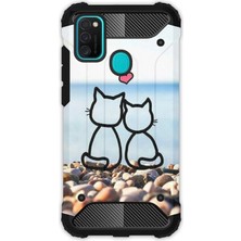 Egstech Samsung Galaxy M21 / M30S Kılıf Army Tank Full Koruma Antishock - Kedilerin Aşkı