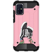 Egstech Samsung Galaxy M31S Kılıf Army Tank Full Koruma Antishock - Pembe Kolej
