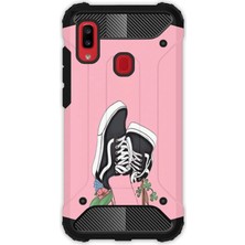 Egstech Samsung Galaxy A20 - A30 Kılıf Army Tank Full Koruma Antishock - Pembe Kolej