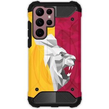 Egstech Samsung Galaxy S22 Ultra Kılıf Army Tank Full Koruma Antishock - Sarı Kırmızı Şampiyon