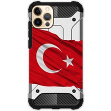 Egstech Apple iPhone 12 Pro Max Kılıf Desenli Antishock Crash Kapak - Al Bayrak
