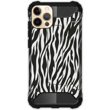 Egstech Apple iPhone 12 Pro Max Kılıf Desenli Antishock Crash Kapak - Zebra Mod