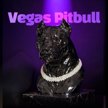 The Shogun Vegas Pitbull Pırlanta Kolyeli Lüks Dekoratif Pitbull Figürü