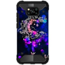 Egstech Xiaomi Poco X3 Pro - X3 Nfc Kılıf Desenli Antishock Crash Kapak - Ayyıldız Neon Mandala