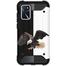 Egstech Oppo A16 Kılıf Army Tank Full Koruma Antishock - Siyah Beyaz Parçalı