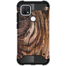 Egstech Oppo A15 - Oppo A15S Kılıf Army Tank Full Koruma Antishock - Ağaç Wood