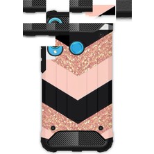 Egstech Huawei P30 Lite Kılıf Army Tank Full Koruma Antishock - Simli Pullu Mermer