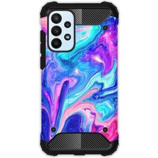 Egstech Samsung Galaxy A23 Kılıf Army Tank Full Koruma Antishock - Mavi Pembe Ilizyon
