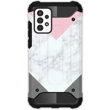 Egstech Samsung Galaxy A32 4g Kılıf Army Tank Full Koruma Antishock - Beyaz Gri Mermer