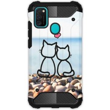 Egstech Samsung Galaxy M21 / M30S Kılıf Army Tank Full Koruma Antishock - Kedilerin Aşkı