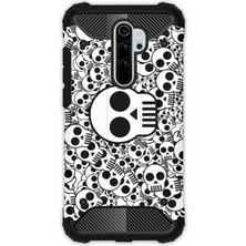 Egstech Xiaomi Redmi Note 8 Pro Kılıf Army Tank Full Koruma Antishock - Skull White