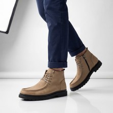 Çiğdem Kundura Crion - Hakiki Nubuk Deri Eva Tabanlı Fermuarlı Erkek Bot - Kum - 44