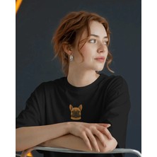 Muhtar Store French Bulldog (Fransız Bulldog) Baskılı Kadın Oversize Tişört – Minimal Frenchie Tasarım