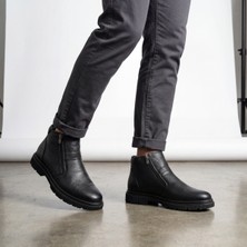 Çiğdem Kundura Desimen 428-2 - Içi Dışı Hakiki Deri Çift Fermuarlı Yünlü Erkek Bot - Siyah - 42