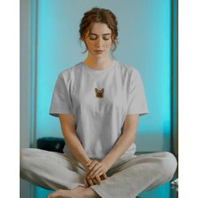 Muhtar Store French Bulldog (Fransız Bulldog) Baskılı Kadın Oversize Tişört – Minimal Frenchie Tasarım