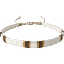 DEHNA El Yapımı Antik Sarı Beyaz Tila Boncuk Bileklik – Ayarlanabilir, Unisex Tasarım