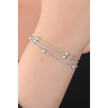 Pazarcan Çelik Gümüş Renk Top Figür Kadın Bileklik