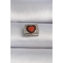 Pazarcan Çelik Gümüş Renk Kahverengi Işlemeli Nomination Charm