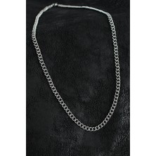 Pazarcan Çelik Klasik Oval Zincir Model Gümüş Renk Erkek Kolye